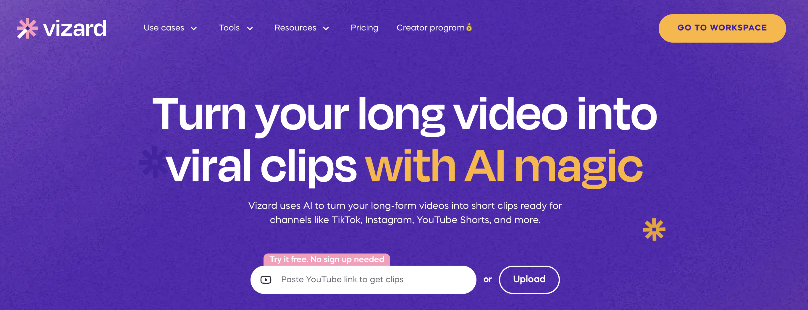 Vizard.ai (Top 7 AI Text to Video Tools)